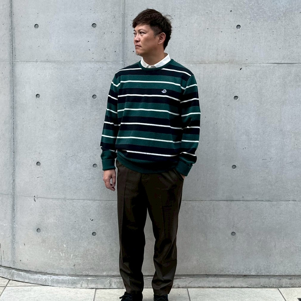 CLUBHAUS L/S Crewneck Knit - Green/Navy/White |