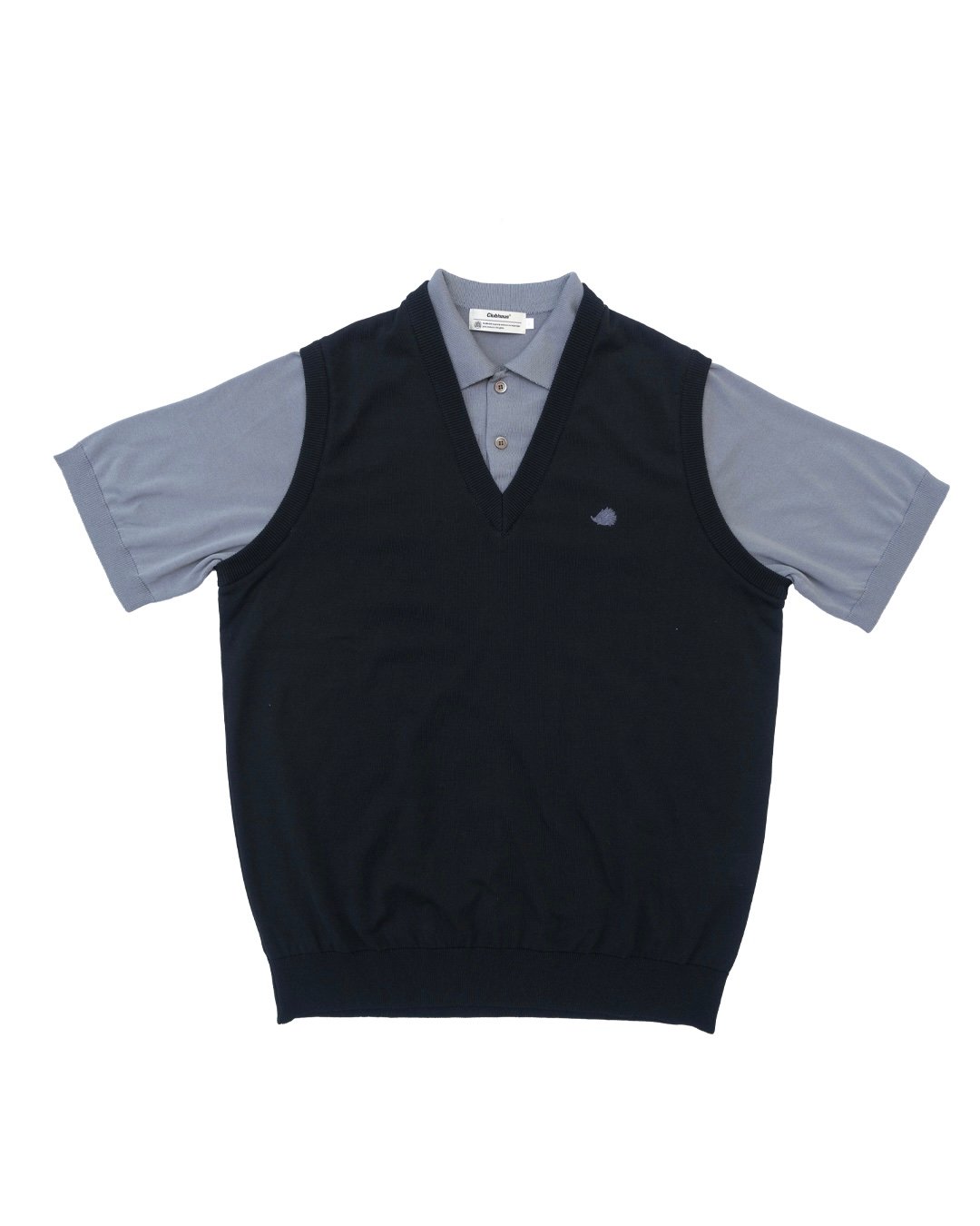 CLUBHAUS Fake layered Vest + Polo - Black/Gray