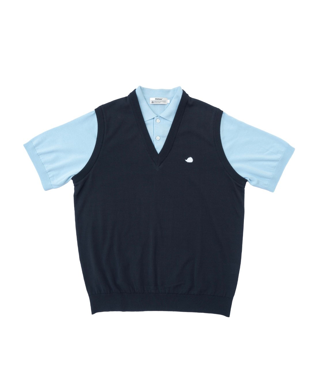 CLUBHAUS Fake-Layered Vest + Polo クラブハウス CLUBHAUS Fake layered Vest + Polo - Navy/Lt.Blu
