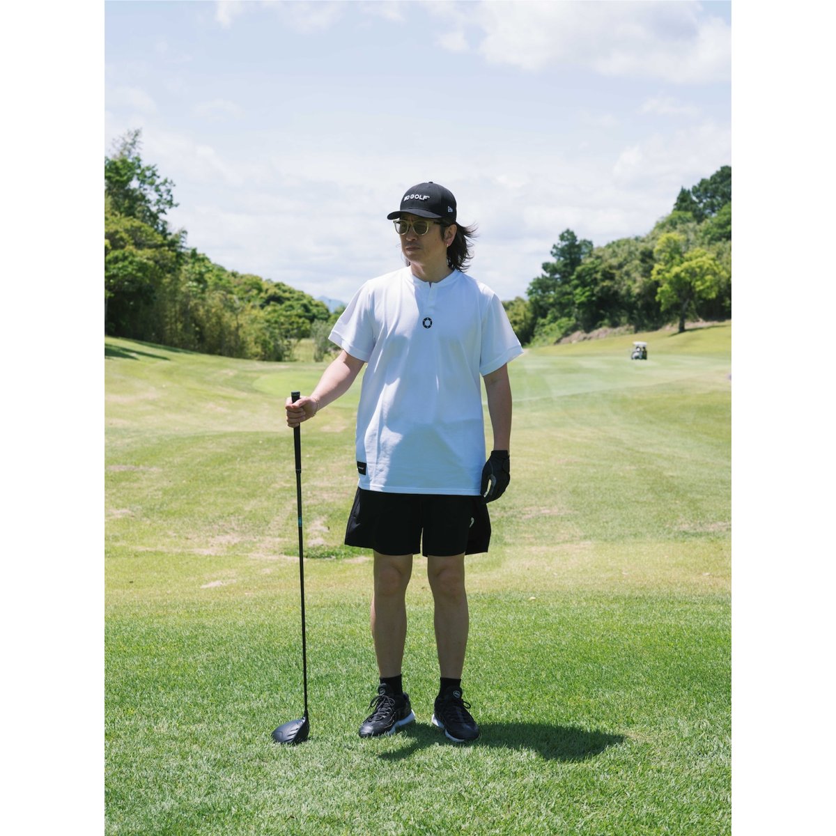 NO GOLF HENRY NECK POLO SHIRT SS COOLMAX - Blac