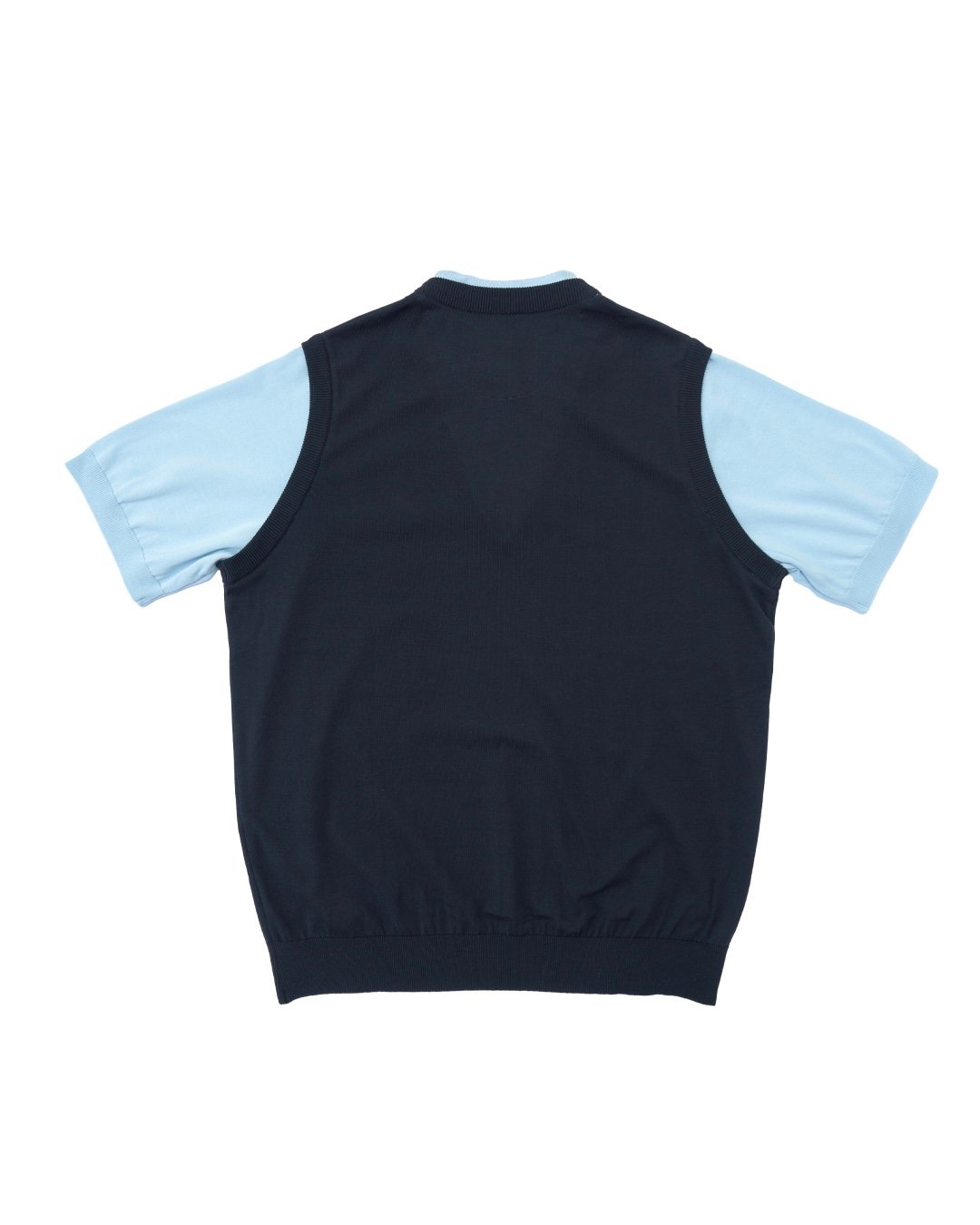 CLUBHAUS Fake layered Vest + Polo - Navy/Lt.Blu