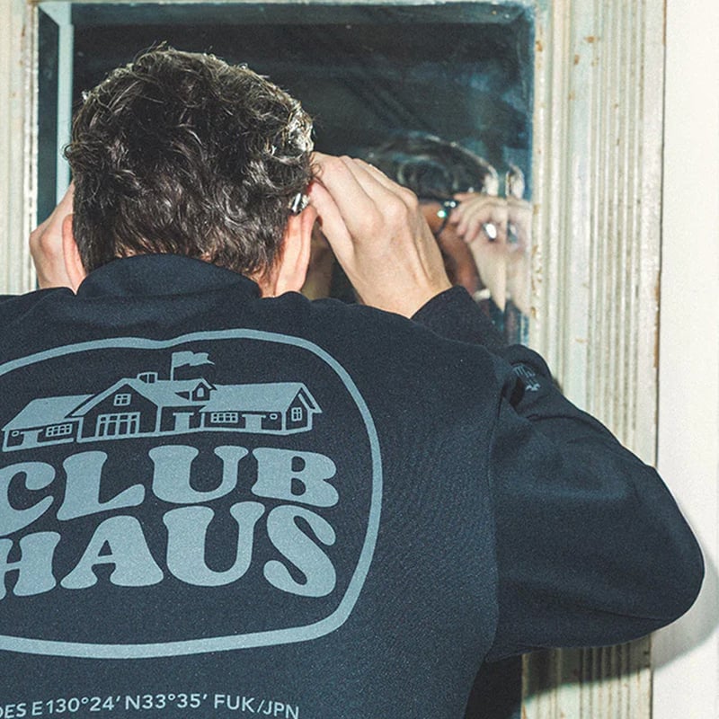 FIDES × CLUBHAUS Logo Crew Neck - Black | CLUBH