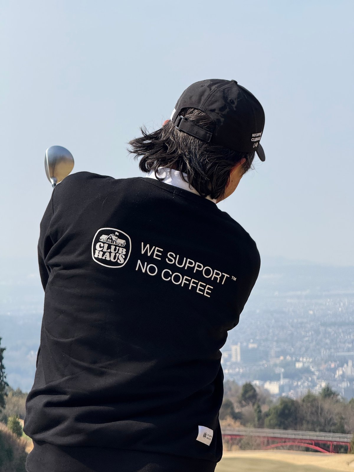 NO COFFEE × CLUBHAUS CREW SWEAT SHIRT - Black | NO COFFEE × CLUBHAUS CREW SWEAT SHIRT - Black |
