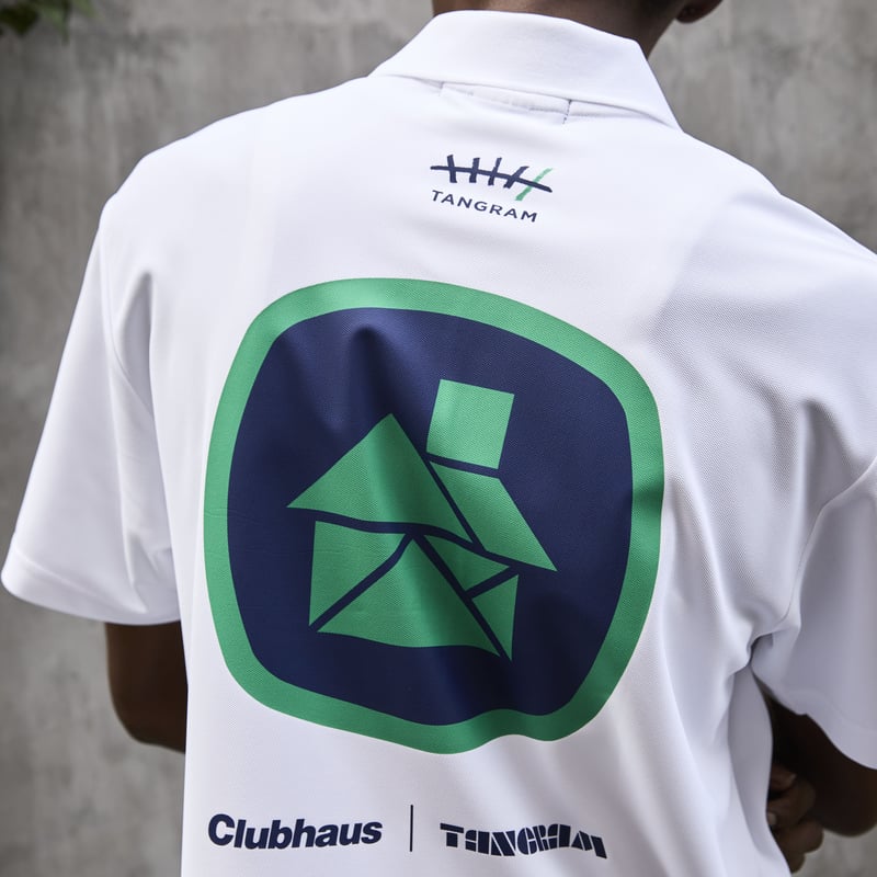 Clubhaus × TANGRAM ポロシャツ ○CLUBHAUS×TANGRAM 5th Anniv. Polo - White | CLU