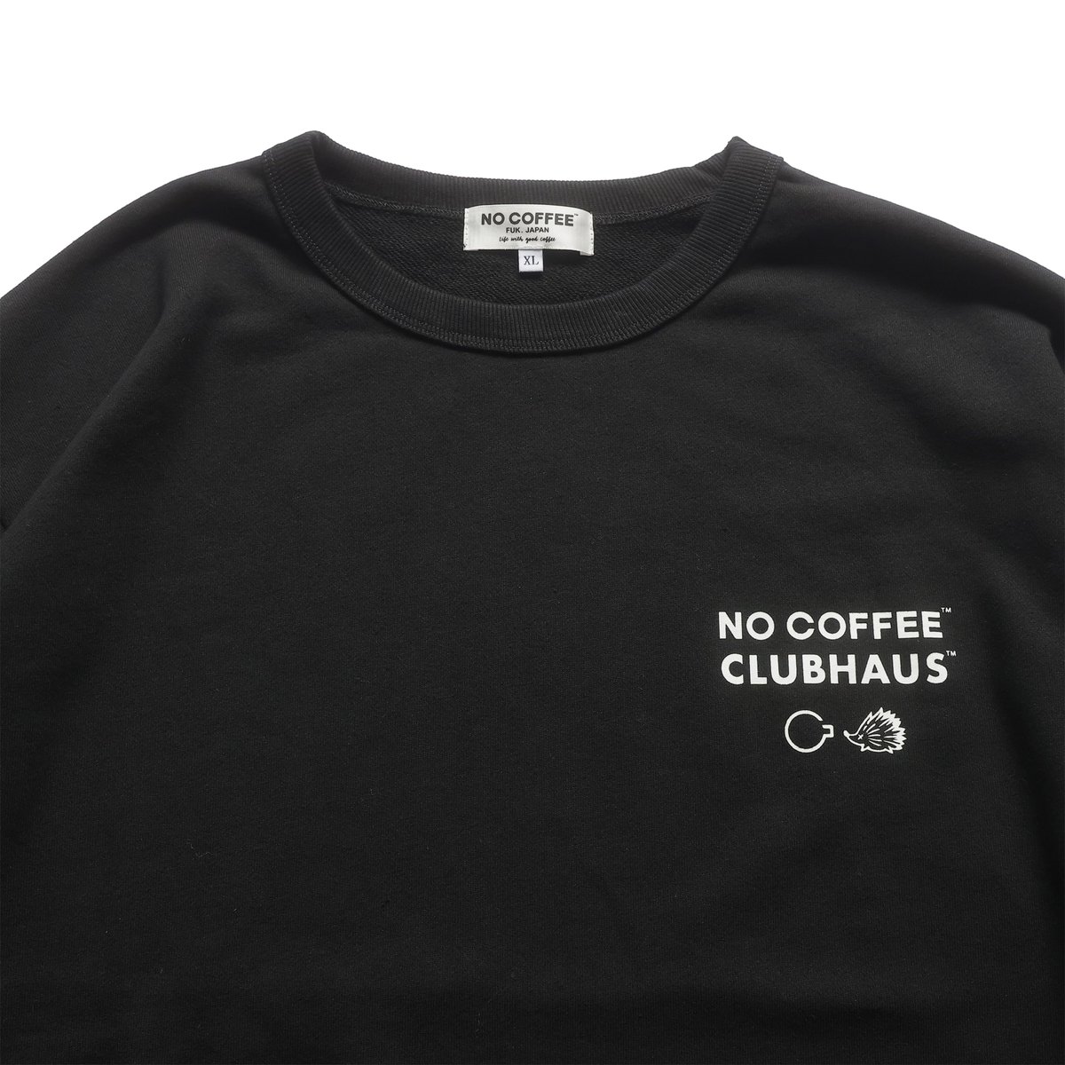 NO COFFEE × CLUBHAUS CREW SWEAT SHIRT - Black | NO COFFEE × CLUBHAUS CREW SWEAT SHIRT - Black |