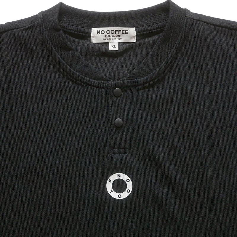 NO GOLF HENRY NECK POLO SHIRT SS COOLMAX - Blac