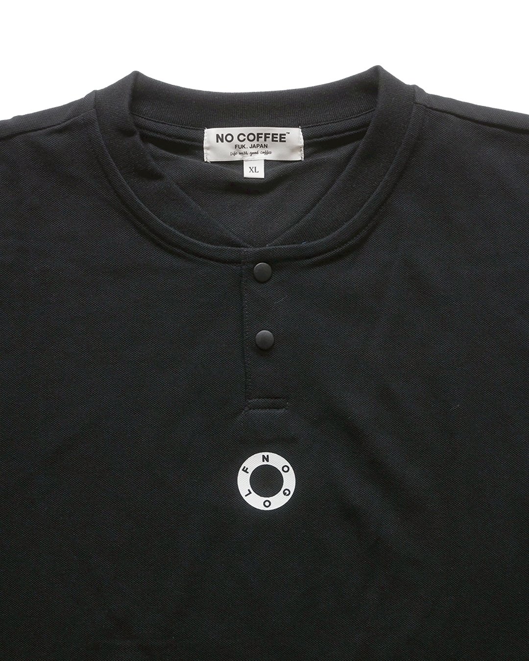 NO GOLF HENRY NECK POLO SHIRT SS COOLMAX - Blac