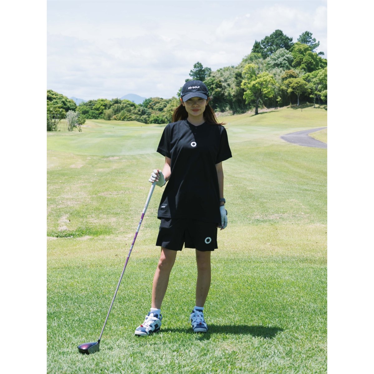 NO GOLF HENRY NECK POLO SHIRT SS COOLMAX - Blac