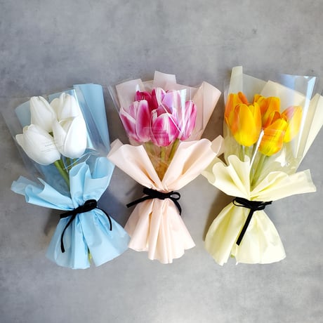 Classic Tulip mini Bouquet- ブラックリボンのチューリップミニブーケ