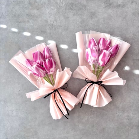 Classic Tulip mini Bouquet- ブラックリボンのチューリップミニブーケ