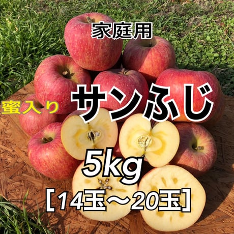 【送料込】家庭用蜜入りサンふじ5kg（14玉〜20玉）
