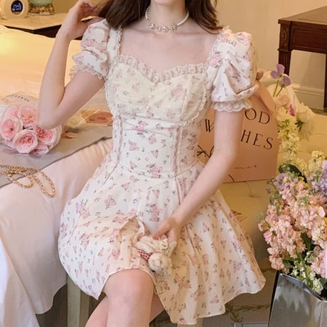 Sweet rose pearl point dress（No.050573）【pink】