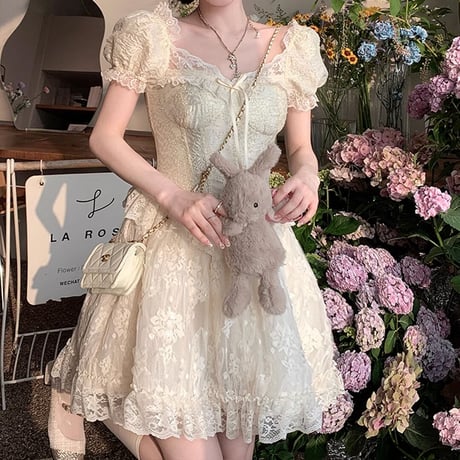 Fairy lace a-line frill dress（No.050615）【ivory】