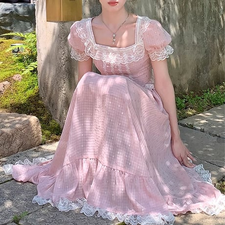 Sweet pastel flare long dress（No.050616）【pink】