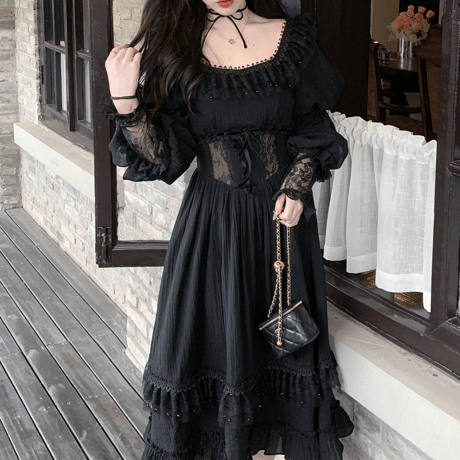 Dressy frill corset like dress（No.050321）【black】
