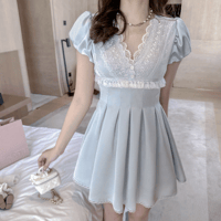 Ice blue satin girly dress（No.050402）