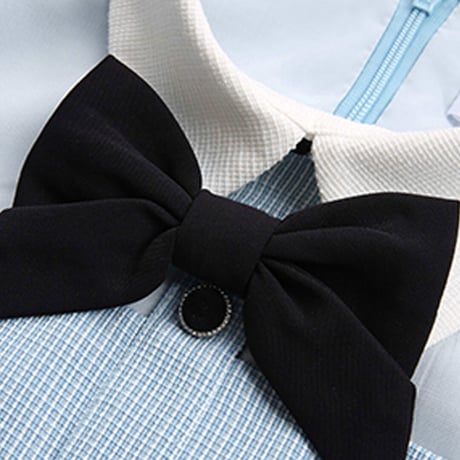 Ice blue ribbon tweed dress（No.050577）