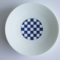 和モダン  19㎝皿   市松  青