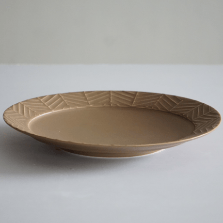 YABANE　24㎝リムプレート　モカブラウン