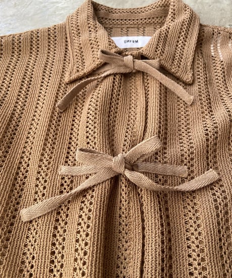 <unisex>UNFRM OUTDOOR STANDARD  lace mesh field lace-up open collar shirt  SS-4302 ●送料無料●