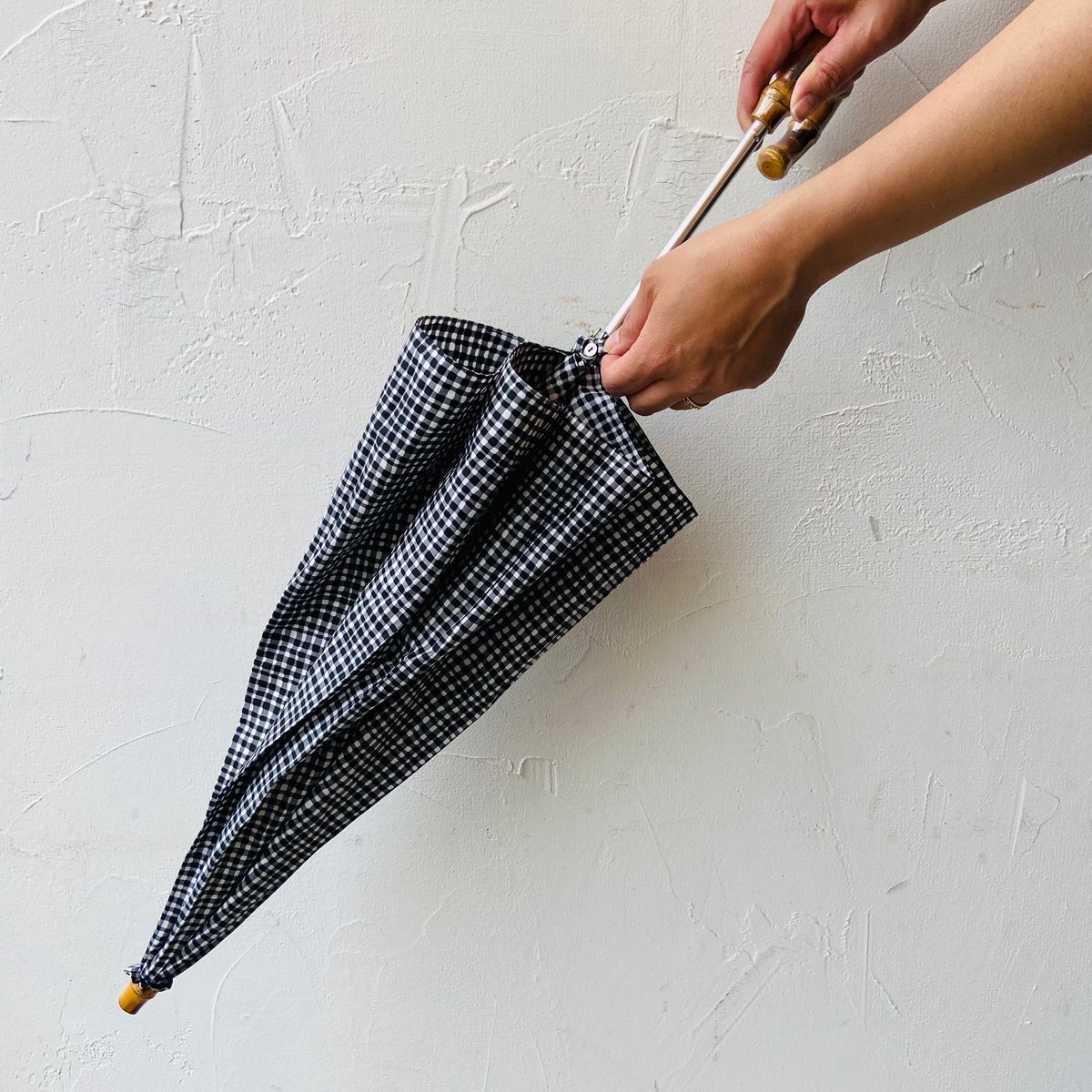 【新品未使用】Bon Bon Store 傘 ドローイングチェック ドローイングチェック折りたたみ傘（ネイビー） - BonBonStore