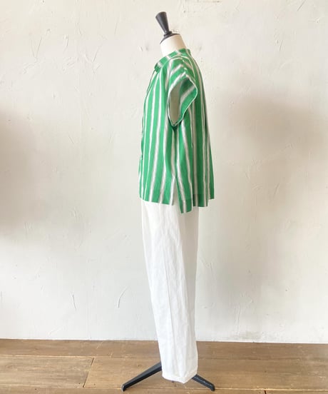 <women>ne Quittez pas(ヌキテパ)Cotton Voile Stripe French Sleeve Blouse(010241WQ1)●送料無料●