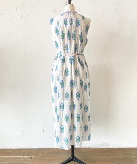 <women>ne Quittez pas(ヌキテパ) Cotton Jacquard Iberis Print Embroidery Dress (010541GR4)●送料無料●
