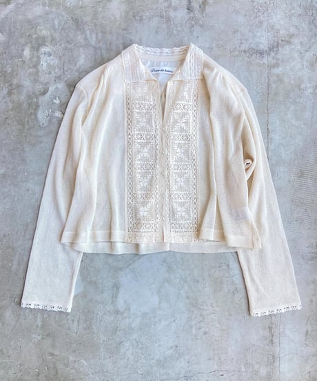 <women>Porter des boutons(ポルテデブトン) レースブラウス (P21-3-010-03)  エクリュ ●送料無料●