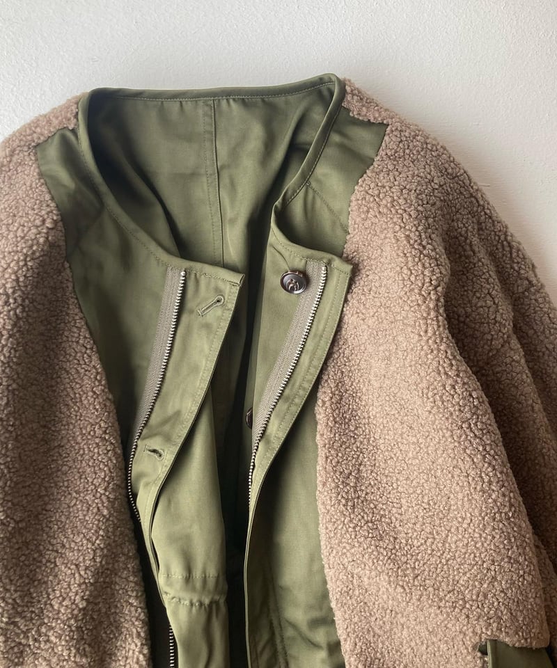 Kelenモッズコート　美品 women> Kelen（ケレン）リバーシブル ノーカラーモッズコート 【HALI