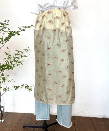 WHYTO.(ホワイト) フラワージャカード シアースカート / yellow beige ●送料無料●