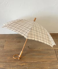 <women>sur mer(シュールメール)LO-040-BE　リネン ブロックチェック　晴雨兼用長傘／ブロックチェック ●送料無料●