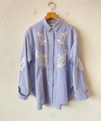 <women>ne Quittez pas(ヌキテパ)Cotton Poplin Mimosa Embroidery Shirt(010161WH1)●送料無料●