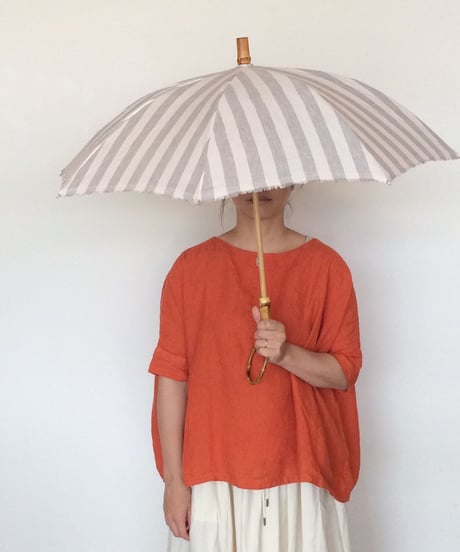 <women>sur mer(シュールメール)LO-040-BE　リネン ブロックチェック　晴雨兼用長傘／ブロックチェック ●送料無料●