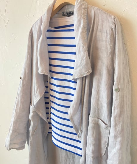 <women> M Made in Italy(エム メイドイン イタリー) リネン ロングカーディガン(17-9679W) cloud ●送料無料●