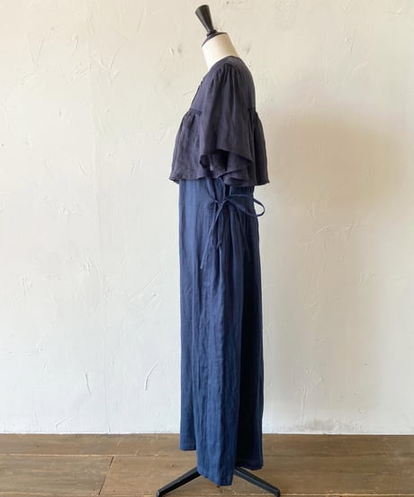 <women>Porter des boutons(ポルテデブトン) ケープオールインワン (P22-1-052-04)  ネイビー ●送料無料●