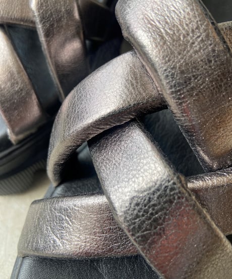 【SALE】<women> BARI SHOES(バリ シューズ)  メタリックレザー トラックソールサンダル / ガンメタ ●送料無料●