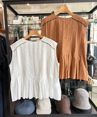 Liyoca(リヨカ) 配色ピコレース×ピンタック ペプラムブラウス  ●送料無料●