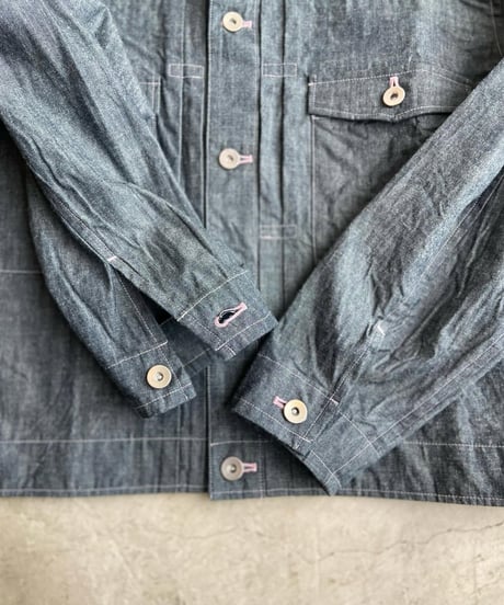 <women> Yarmo(ヤーモ) Indigo Chambray Work Jacket YAR-26SS-J29  / ピンク ●送料無料●
