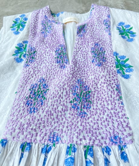 <women>ne Quittez pas(ヌキテパ) Cotton Jacquard Iberis Print Embroidery Dress (010541GR4)●送料無料●