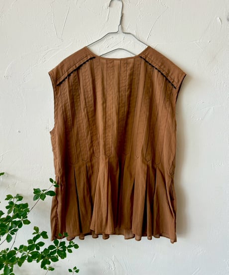 【SALE】Liyoca(リヨカ) コットンシフォン・配色ピコレース×タック ペプラムブラウス  ●送料無料●