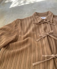 <unisex>UNFRM OUTDOOR STANDARD  lace mesh field lace-up open collar shirt  SS-4302 ●送料無料●