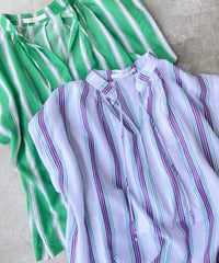 <women>ne Quittez pas(ヌキテパ)Cotton Voile Stripe French Sleeve Blouse(010241WQ1)●送料無料●