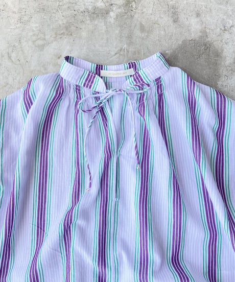<women>ne Quittez pas(ヌキテパ)Cotton Voile Stripe French Sleeve Blouse(010241WQ1)●送料無料●