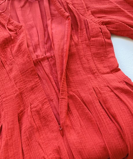 【SALE】<women>ne Quittez pas(ヌキテパ) Double Gauze Hand Smocking Dress（010442GF2） /レッド ●送料無料●