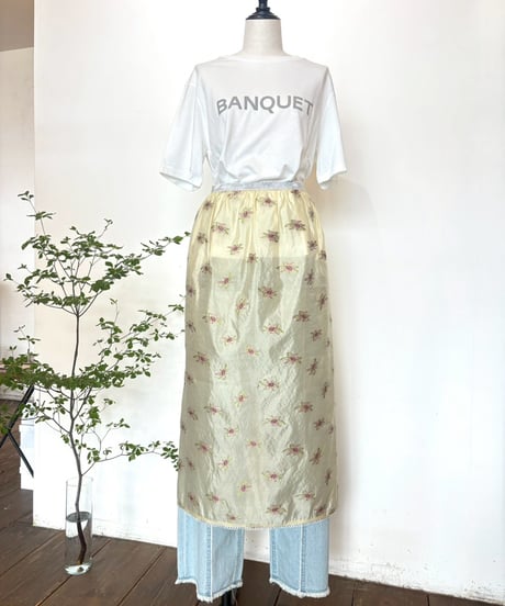 WHYTO.(ホワイト) フラワージャカード シアースカート / yellow beige ●送料無料●
