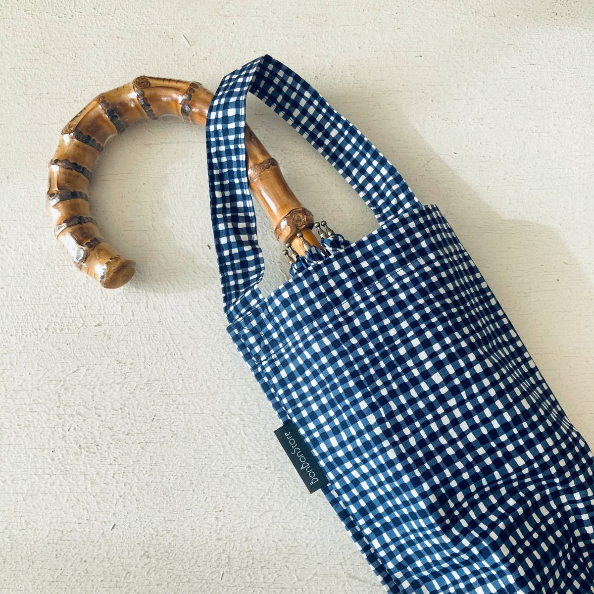 【新品未使用】Bon Bon Store 傘 ドローイングチェック ドローイングチェック折りたたみ傘（ネイビー） - BonBonStore