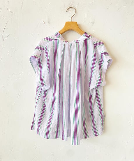 <women>ne Quittez pas(ヌキテパ)Cotton Voile Stripe French Sleeve Blouse(010241WQ1)●送料無料●