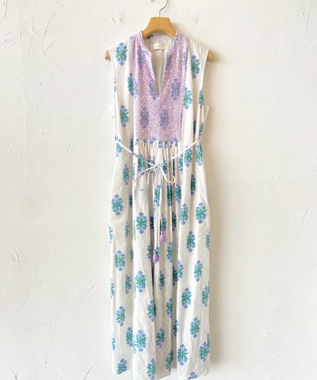 <women>ne Quittez pas(ヌキテパ) Cotton Jacquard Iberis Print Embroidery Dress (010541GR4)●送料無料●