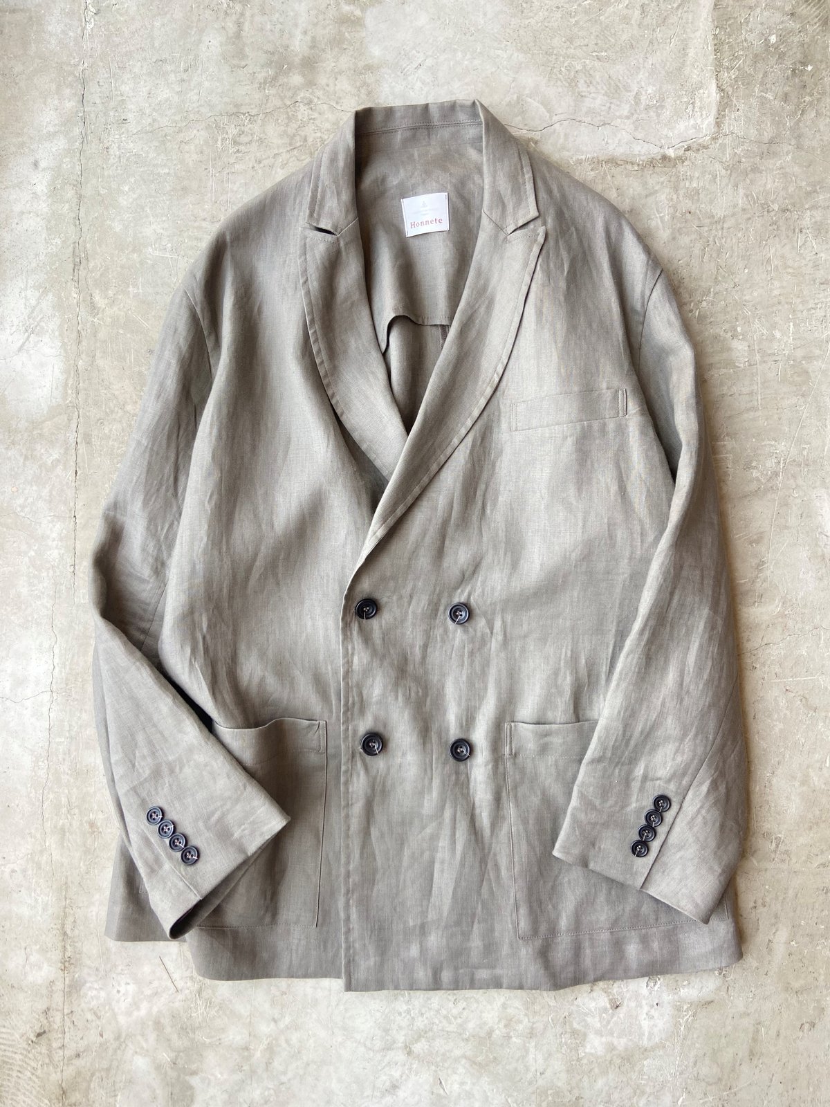 Honneteオネット　リネンジャケット　チャコールグレー 楽天市場】Honnete オネット HO-25SS J10 ダブルブレストリネン