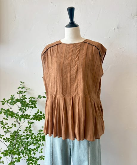 【SALE】Liyoca(リヨカ) コットンシフォン・配色ピコレース×タック ペプラムブラウス  ●送料無料●